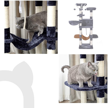64.6 Inches Large Cat Activity Center with Hammock - HWLEXTRA