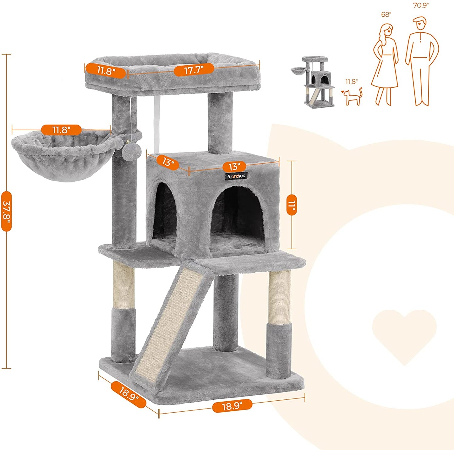 VERE Cat Tree with Sisal-Covered Scratching Posts - HWLEXTRA