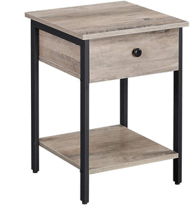 Nightstand, End Table, Side Table with Drawer and Shelf - HWLEXTRA 