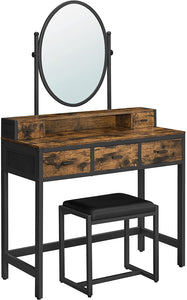 Makeup Vanity Table, Vanity Desk with Padded Stool, Vanity Set