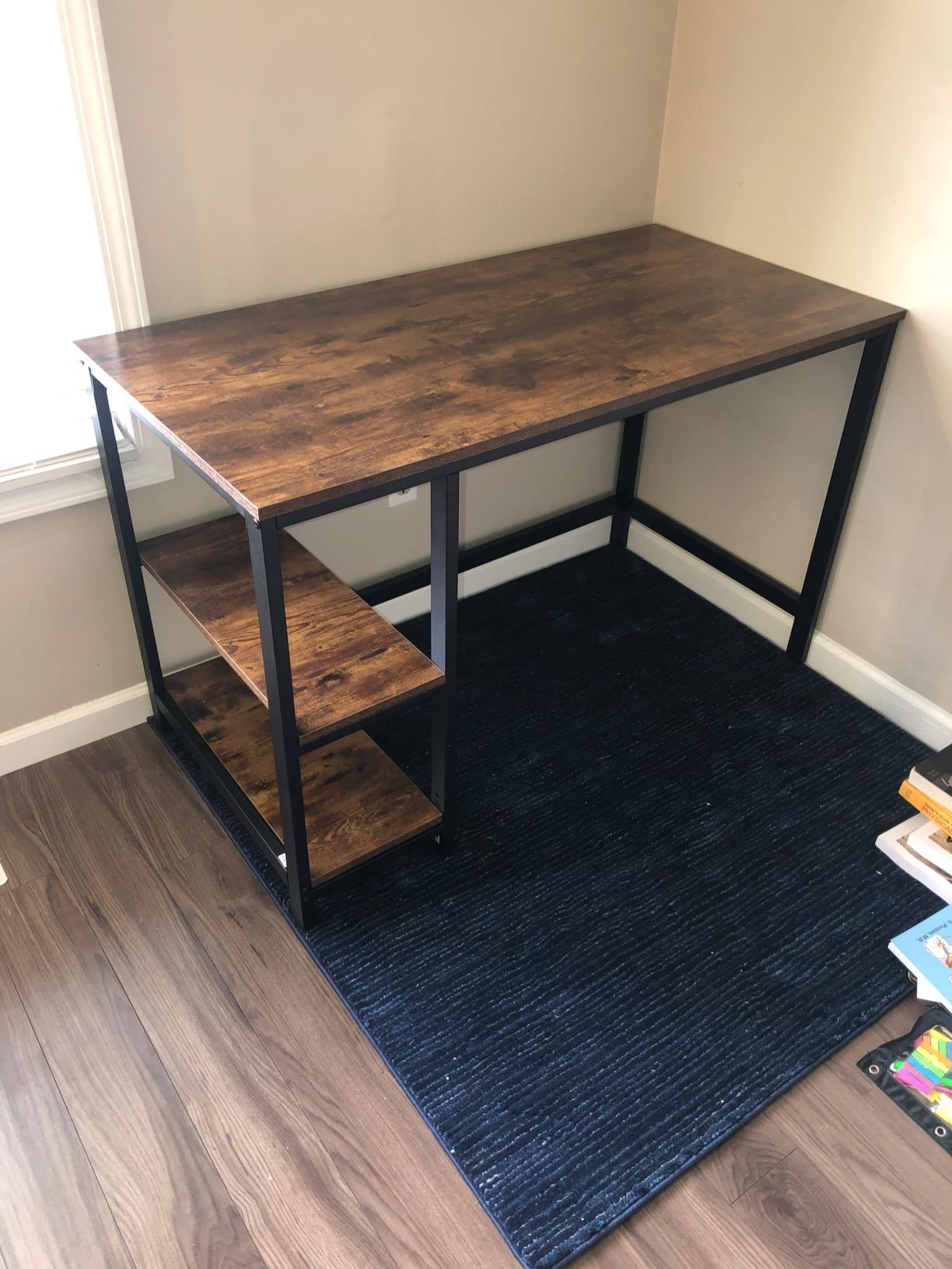 Computer Desk, 39.4-Inch Long Home Office Desk for Study, Writing Desk with 2 Shelves on Left or Right