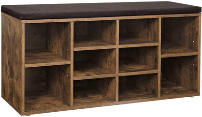 Cubbie Shoe Cabinet Storage Bench with Cushion, Adjustable Shelves, Holds up to 440lb - HWLEXTRA 