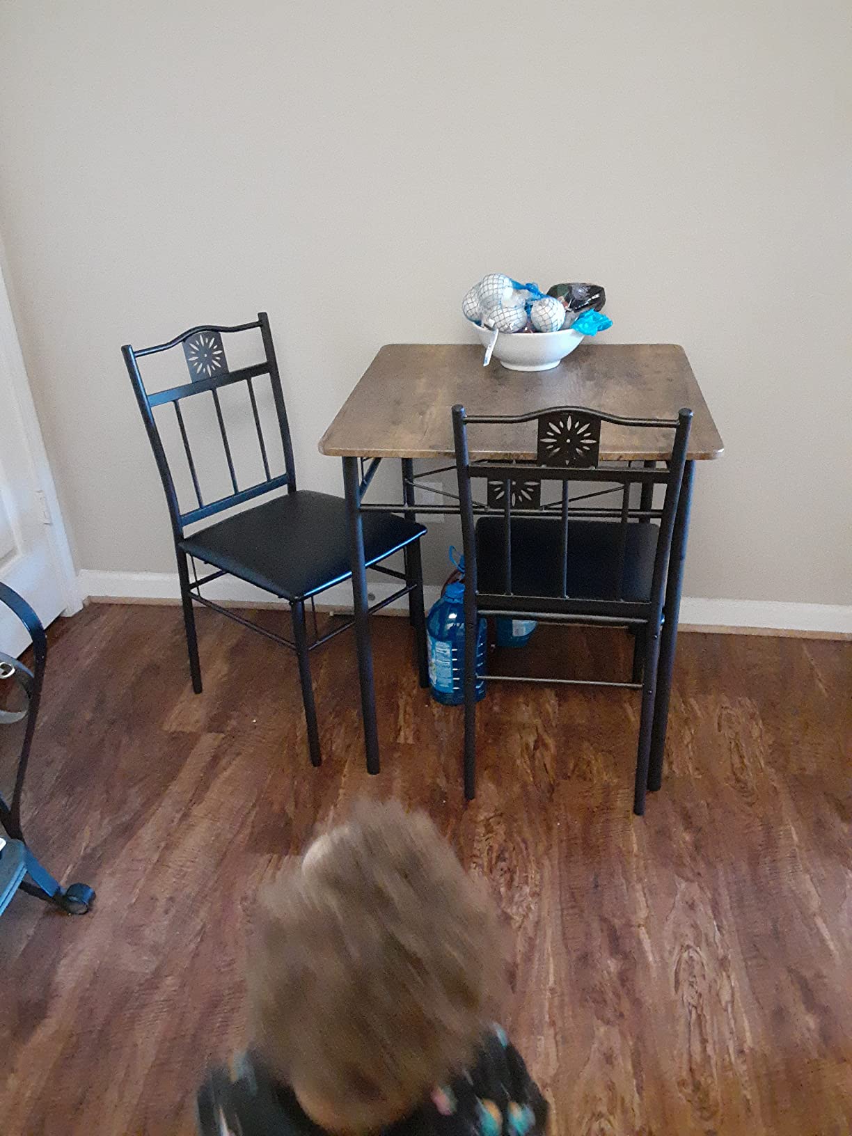 Kitchen Dining Room Table and Cushion Chairs, Dinette Sets, Space Saving, Retro Brown