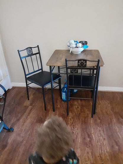 Kitchen Dining Room Table and Cushion Chairs, Dinette Sets, Space Saving, Retro Brown