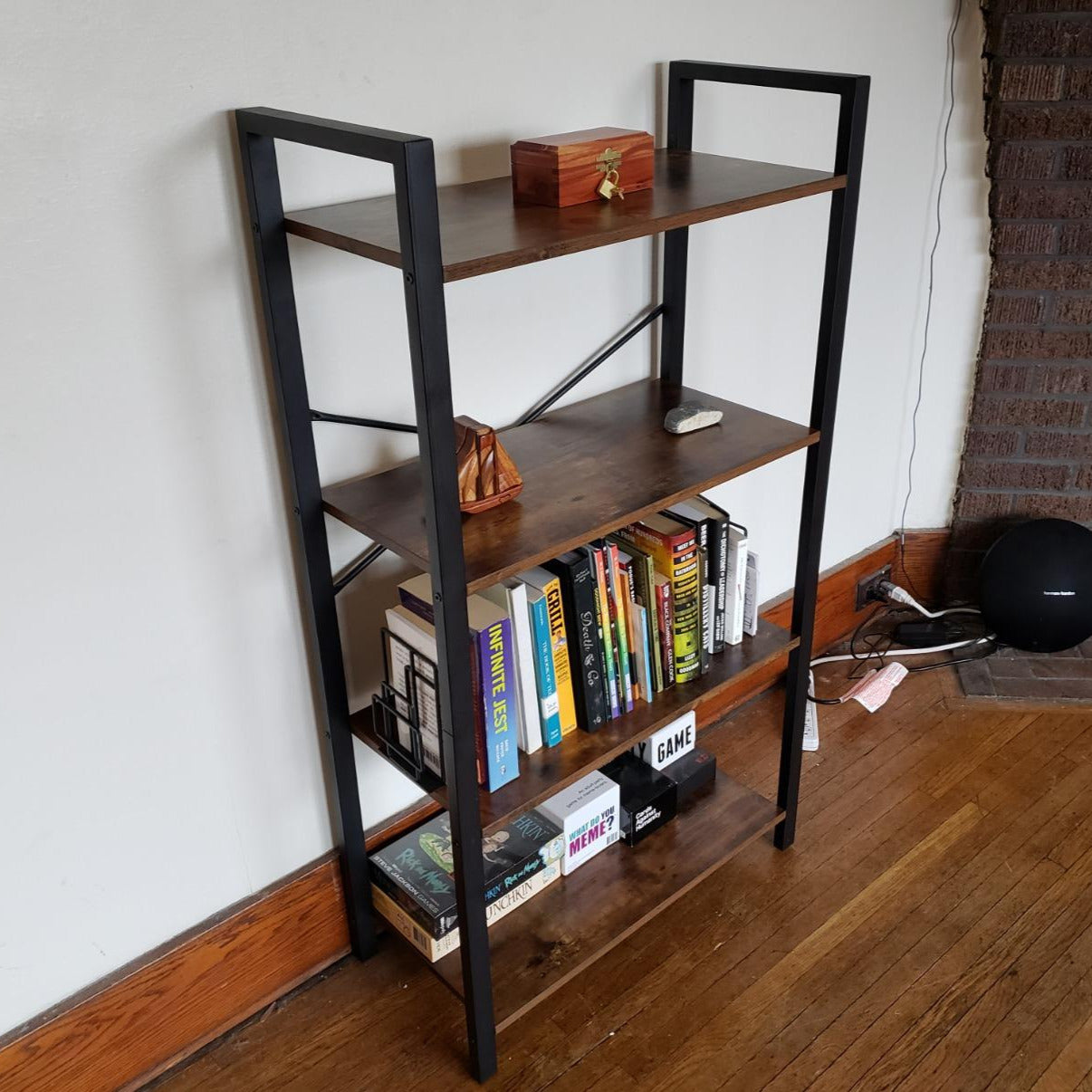 Bookshelf, 4-Tier Bookcase, Living Room Standing Unit Shelf - HWLEXTRA 