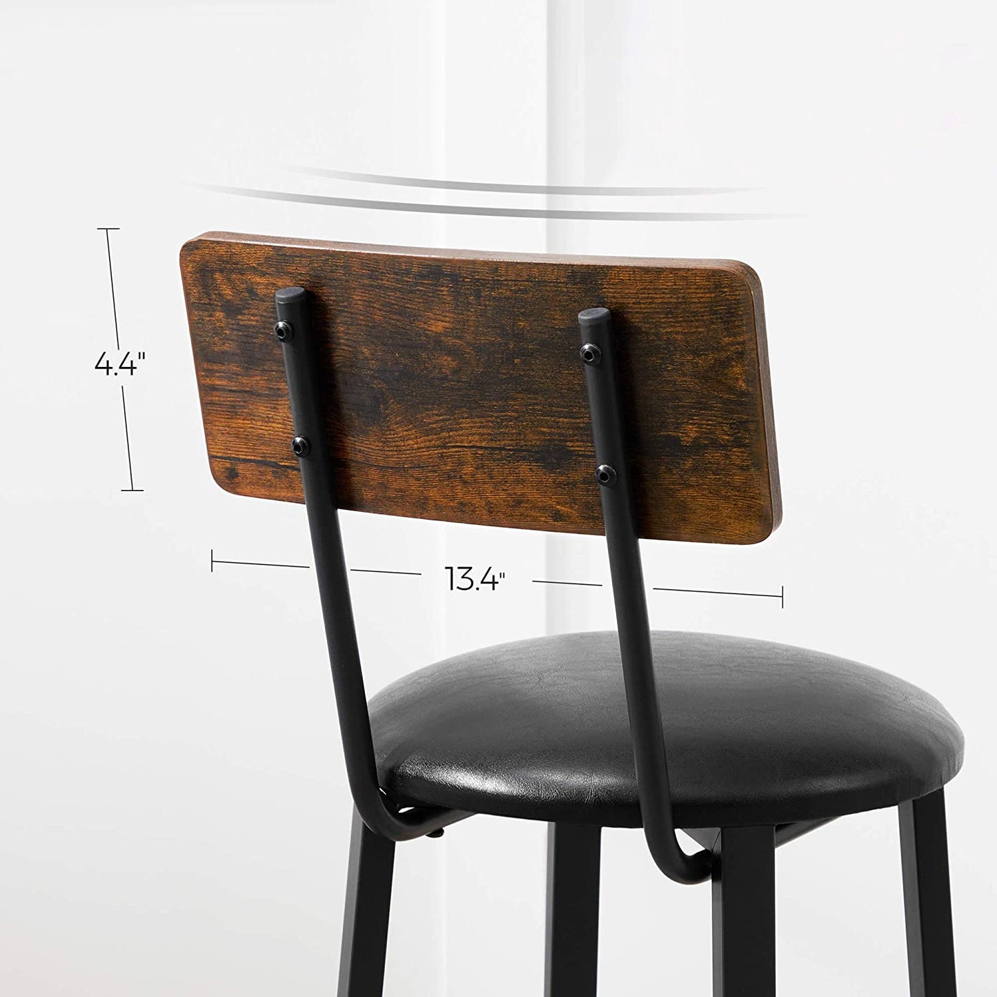 Bar Stools, Set of 2 PU Upholstered Breakfast Stools, 15.4 x 15.4 x 39.4 Inches