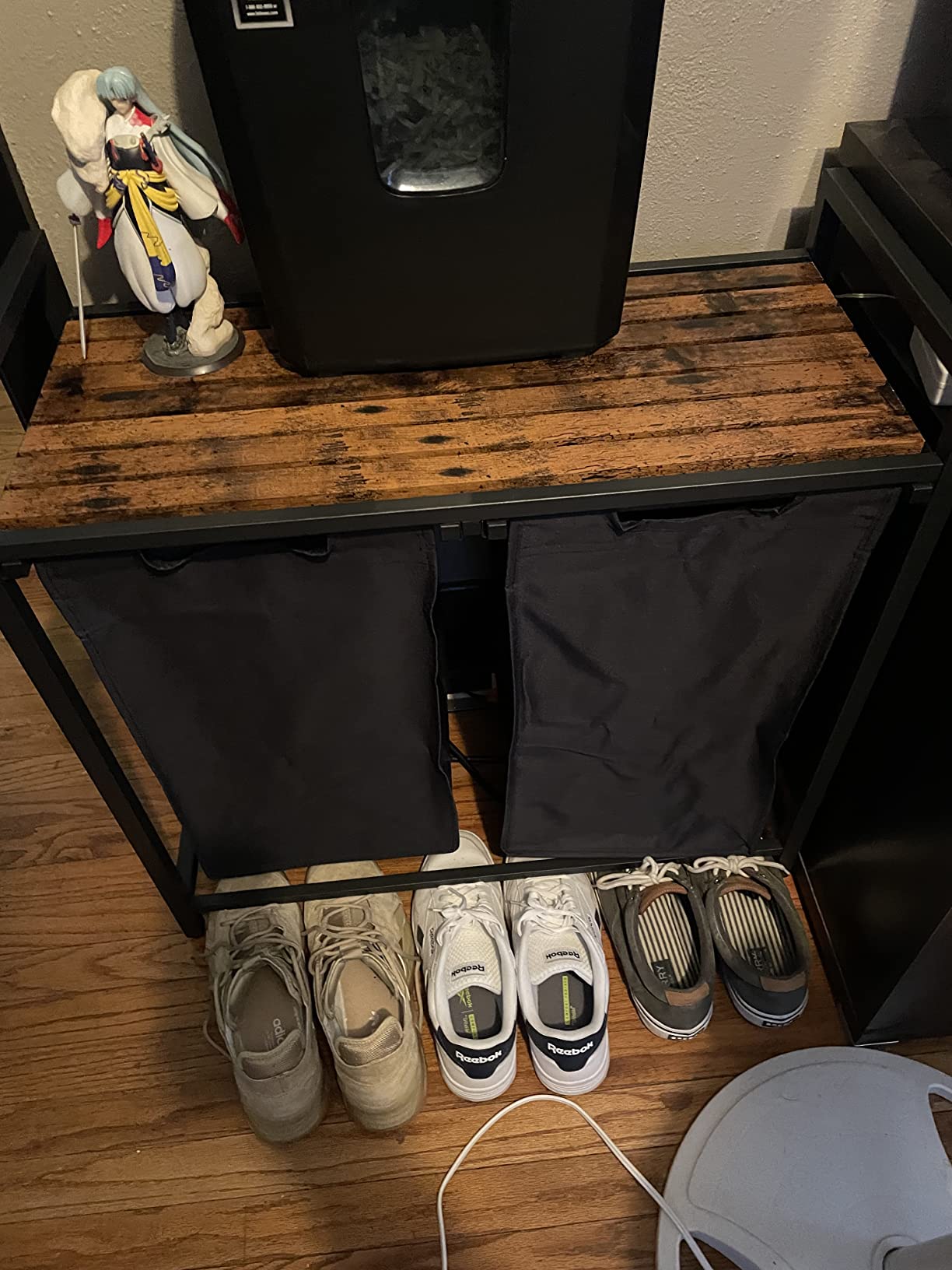Laundry Hamper, Laundry Basket, Laundry Sorter with Top Shelf and Pull-Out Bags, Metal Frame
