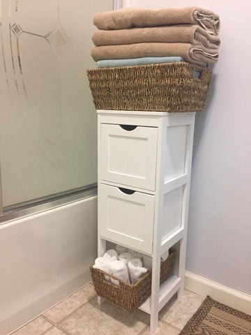 Bathroom Floor Cabinet, Bathroom Storage Organizer Rack Stand, 2 Drawers, Gray