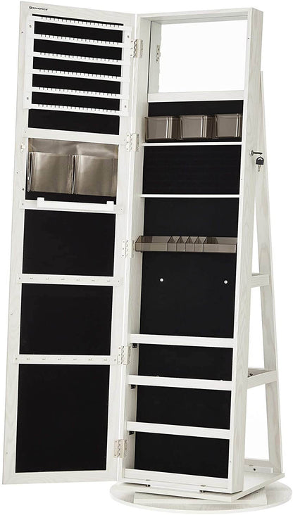 Brown Swivel Jewelry Armoire with Mirror - HWLEXTRA