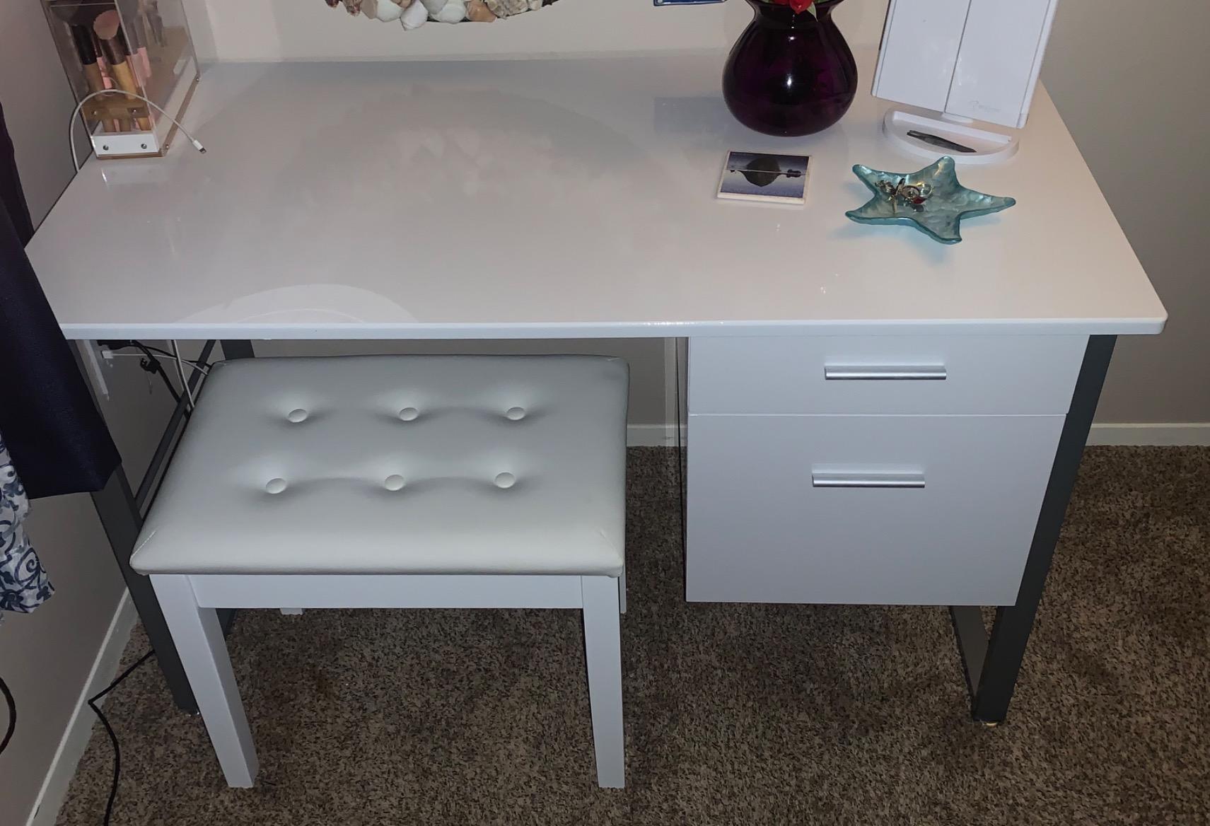 Padded Wooden Piano Vanity Bench Stool with Music Storage - HWLEXTRA 