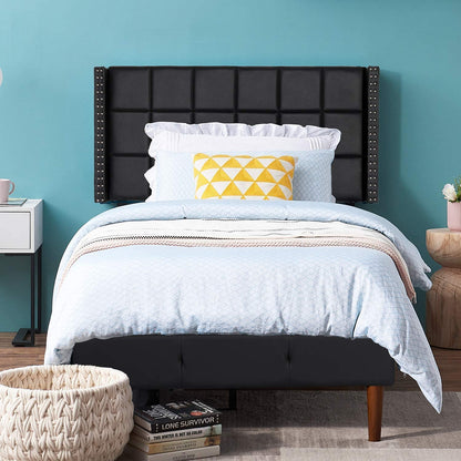 Upholstered Height Adjustable Headboard with Decorative Nailhead Trim, 49.3''