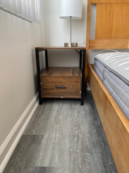 Modern Nightstand with Drawer Square End, Side Table