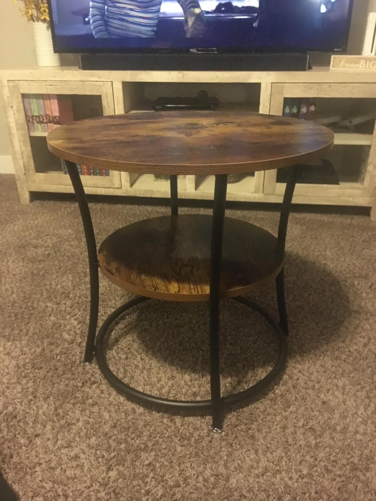 Side Table | Round End Table with Shelves - HWLEXTRA 