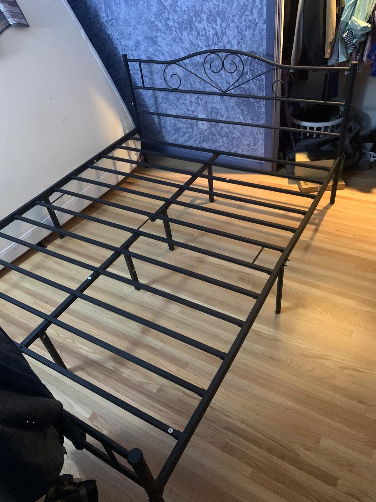 Metal Platform Mattress Foundation, Decorative Headboard & Footboard