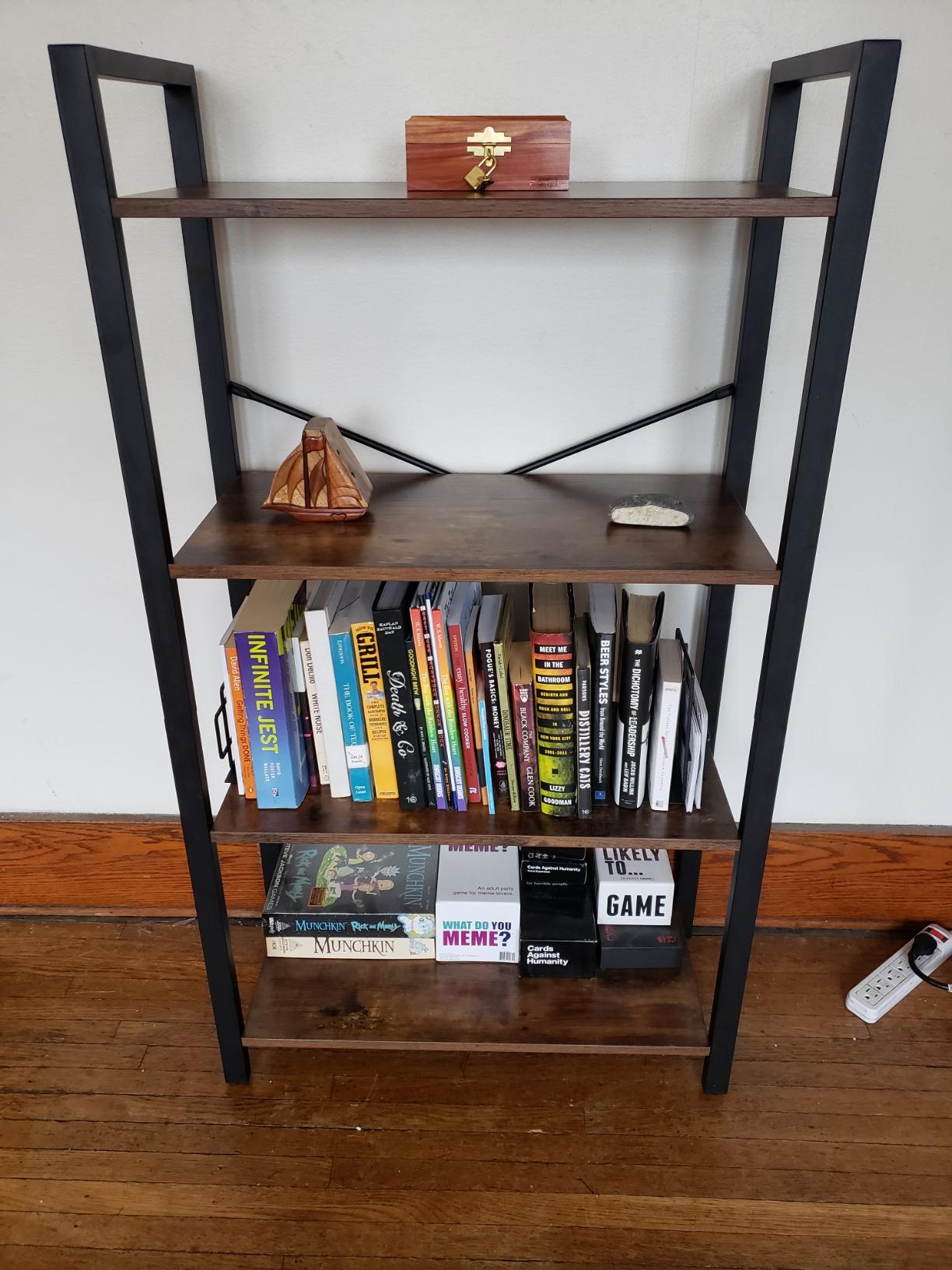 Bookshelf, 4-Tier Bookcase, Living Room Standing Unit Shelf - HWLEXTRA 