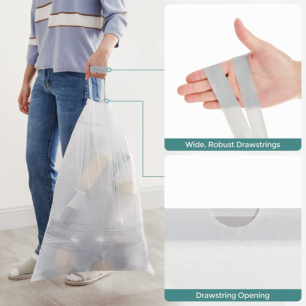 SONGMICS 8.5 Gallon Drawstring Trash Bags for Dual Trash Can, White / 2