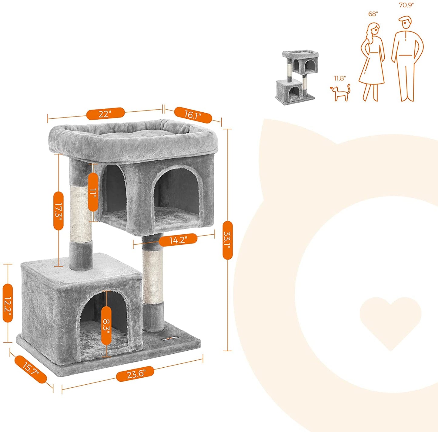 Cat Tower 2 Cozy Plush Condos and Sisal Posts - HWLEXTRA