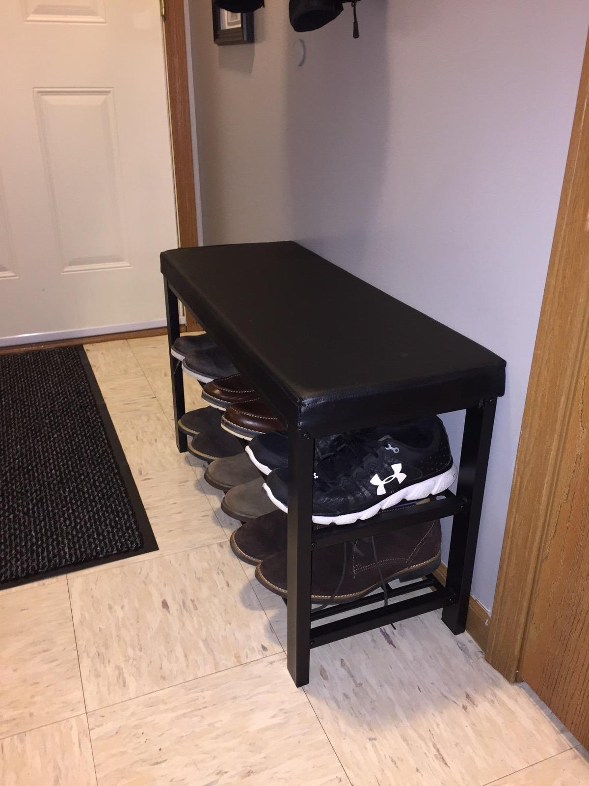 Shoe Bench, 3-Tier Shoe Rack for Entryway, Storage Organizer with Foam Padded Seat - HWLEXTRA 