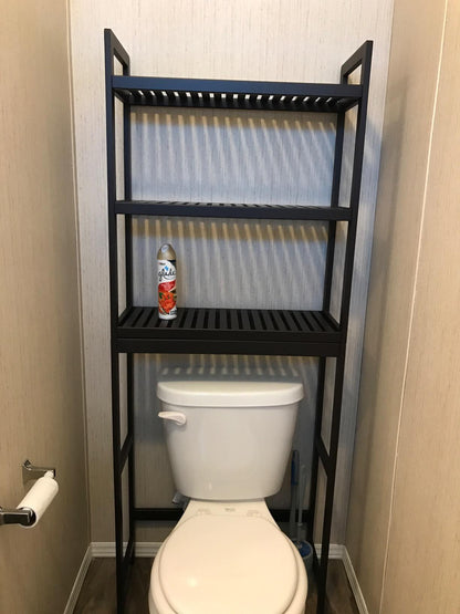 Over-the-Toilet Storage, 3-Tier Bamboo Bathroom Organizer with Adjustable Shelves, Multifunctional Toilet Rack - HWLEXTRA 