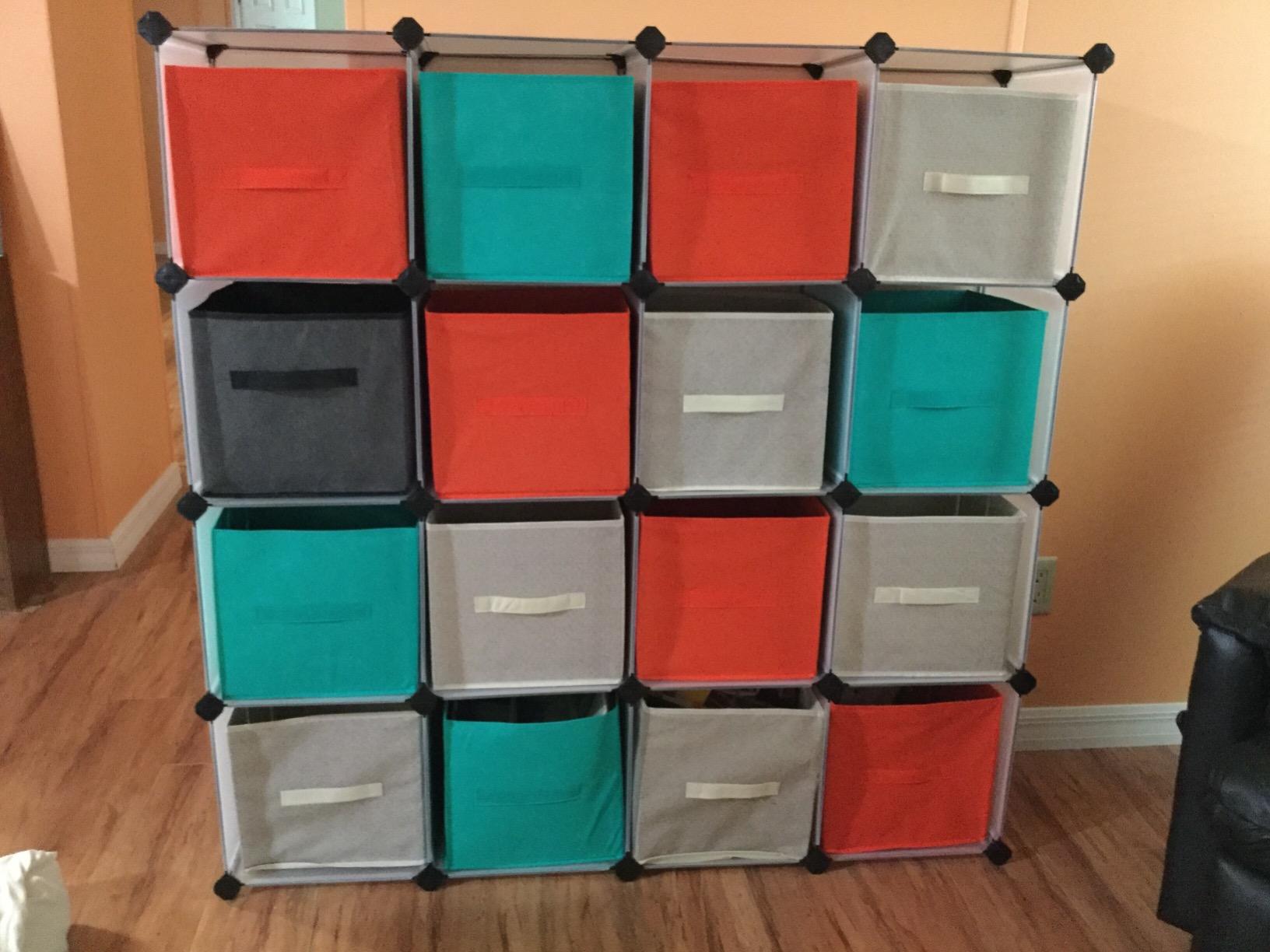 Cube Storage Organizer, 16-Cube Book Shelf, DIY Plastic Closet Cabinet - HWLEXTRA 
