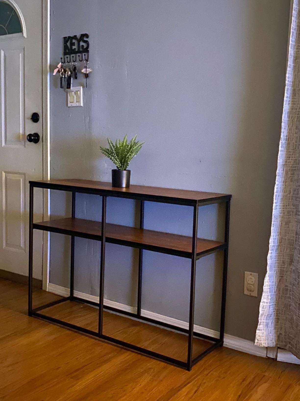 Multipurpose Console, Narrow Sofa 3-Tier Rustic Hallway Table with Storage Shelves