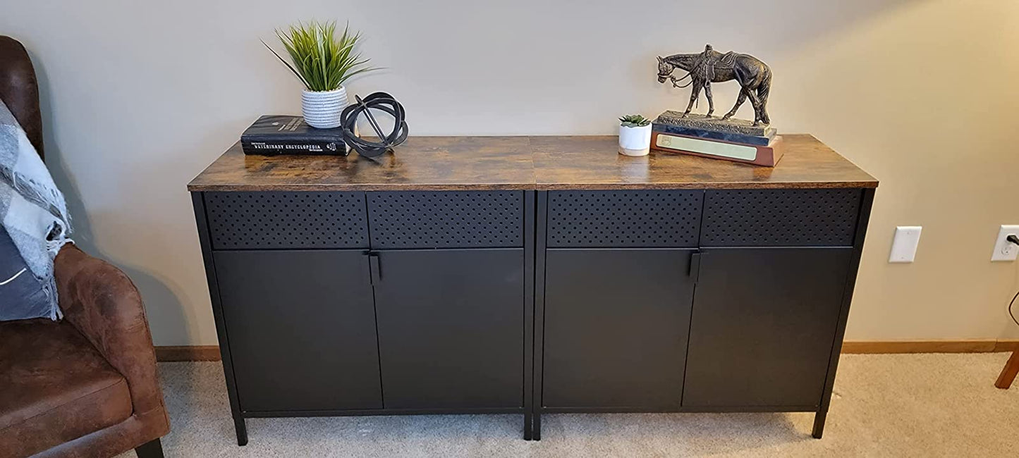 Storage Sideboard, Buffet Table with Adjustable Shelves, Floor Storage Cupboard - HWLEXTRA 
