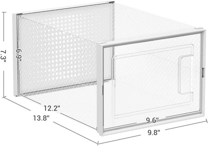 Shoe Boxes, Pack of 12 Stackable Shoe Storage Organizers, Foldable and Versatile for Sneakers, Fit up to US Size 12 - HWLEXTRA 