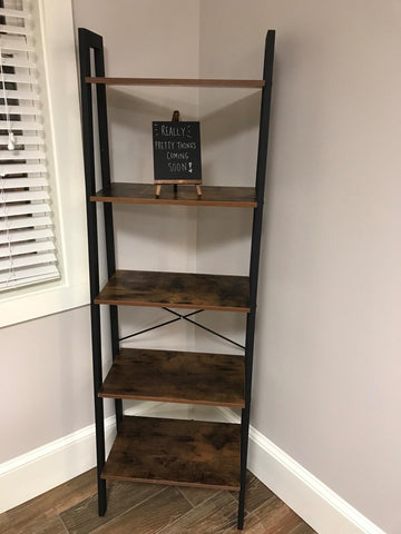 5-Tier Bookshelf, Industrial Bookcase and Storage Rack, Wood Look Accent Furniture with Metal Frame, 22.1 x 13.3 x 67.7 Inches