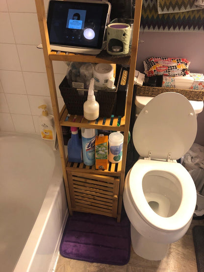 4 Tiers Bamboo Bathroom Floor Cabinet, Storage Tower Multifunctional Shelve - HWLEXTRA 