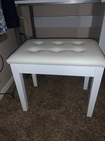 Padded Wooden Piano Vanity Bench Stool with Music Storage - HWLEXTRA 
