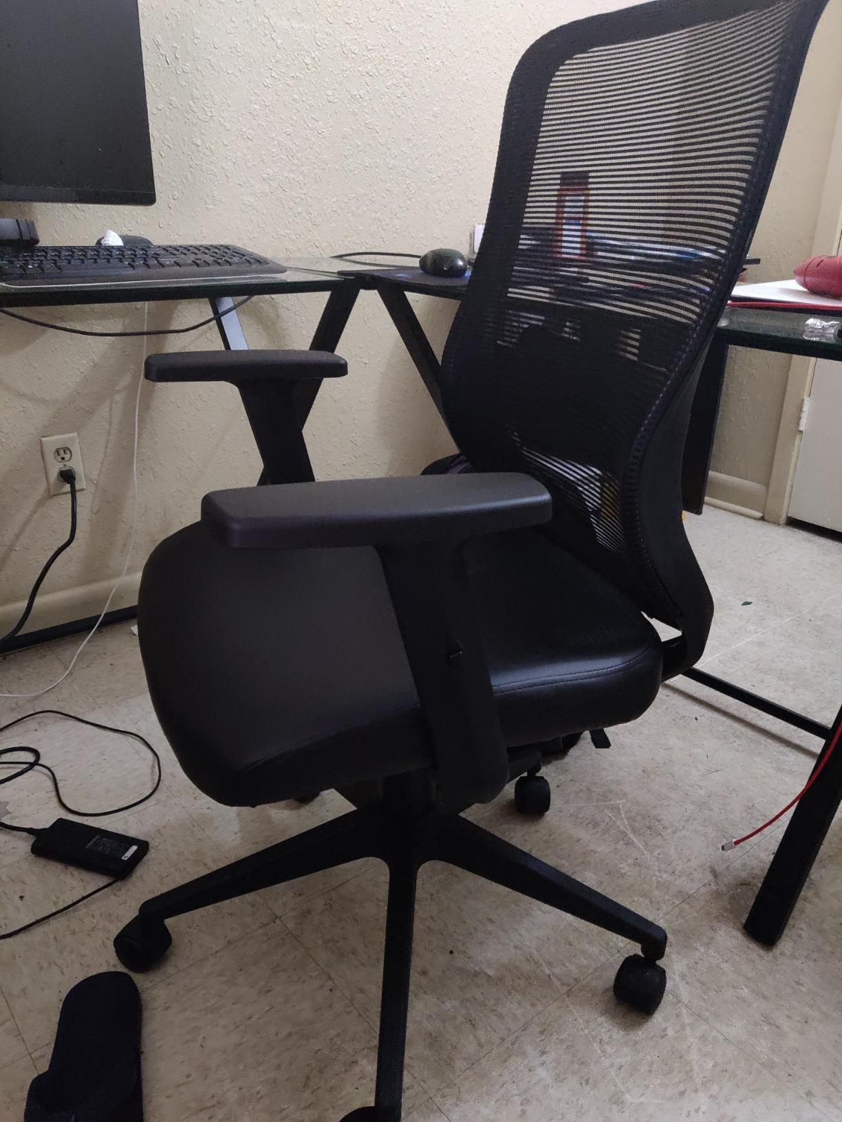 Office Chair with PU Padded Seat Cushion, Adjustable Armrest, Ergonomic Lumbar Support