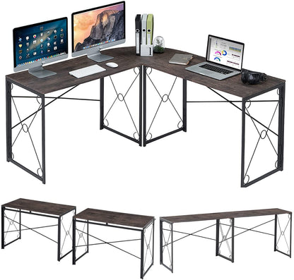 L Shaped Computer Desk, 59’’x59’’ Large Industrial Home Office Workstation, Multi-Usage Corner Gaming Table