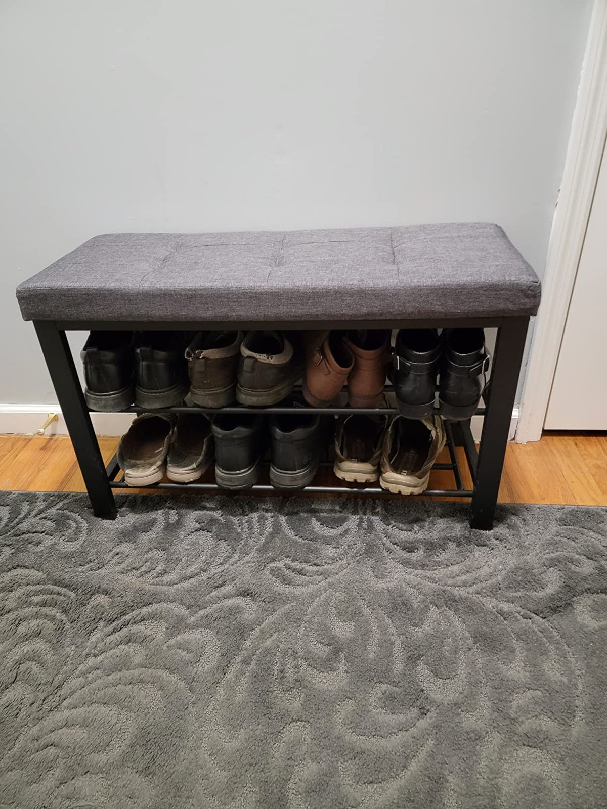 Shoe Bench, 3-Tier Shoe Rack for Entryway, Storage Organizer with Foam Padded Seat - HWLEXTRA 
