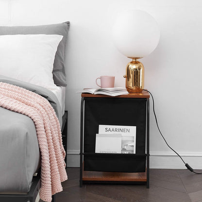 Modern Nightstand Side End Table with Magazine Holder Sling Stackable Accent Furniture