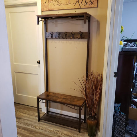 Coat Shoe Rack | Hall Tree Entryway Storage Shelf