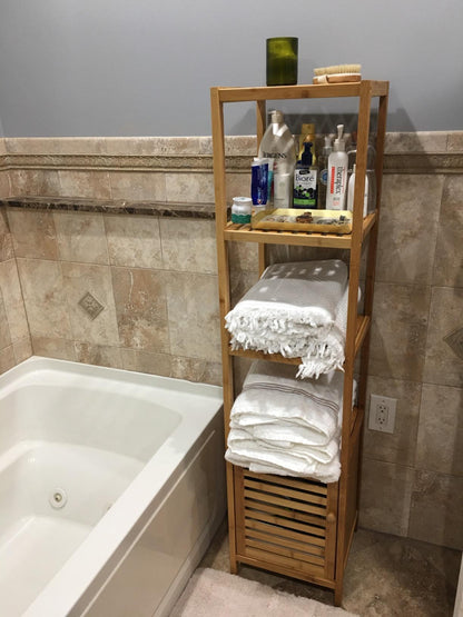 4 Tiers Bamboo Bathroom Floor Cabinet, Storage Tower Multifunctional Shelve - HWLEXTRA 