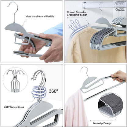 50 Pack Coat Hangers, Premium Quality Plastic Suits Hangers, Heavy Duty, S-Shaped Opening