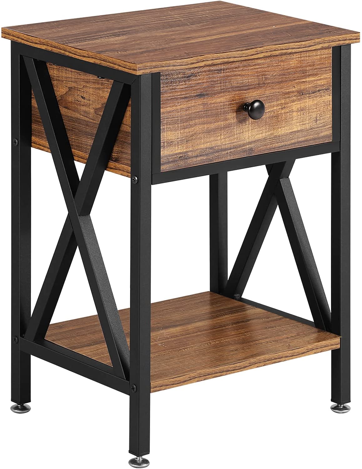 Versatile Nightstands X-Design Side End Table Night Stand Storage Shelf with Bin Drawer