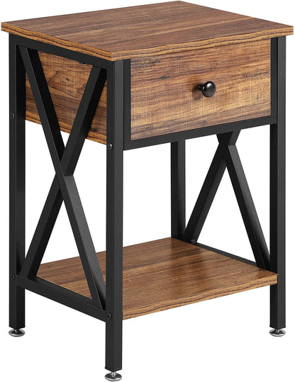 Versatile Nightstands X-Design Side End Table Night Stand Storage Shelf with Bin Drawer