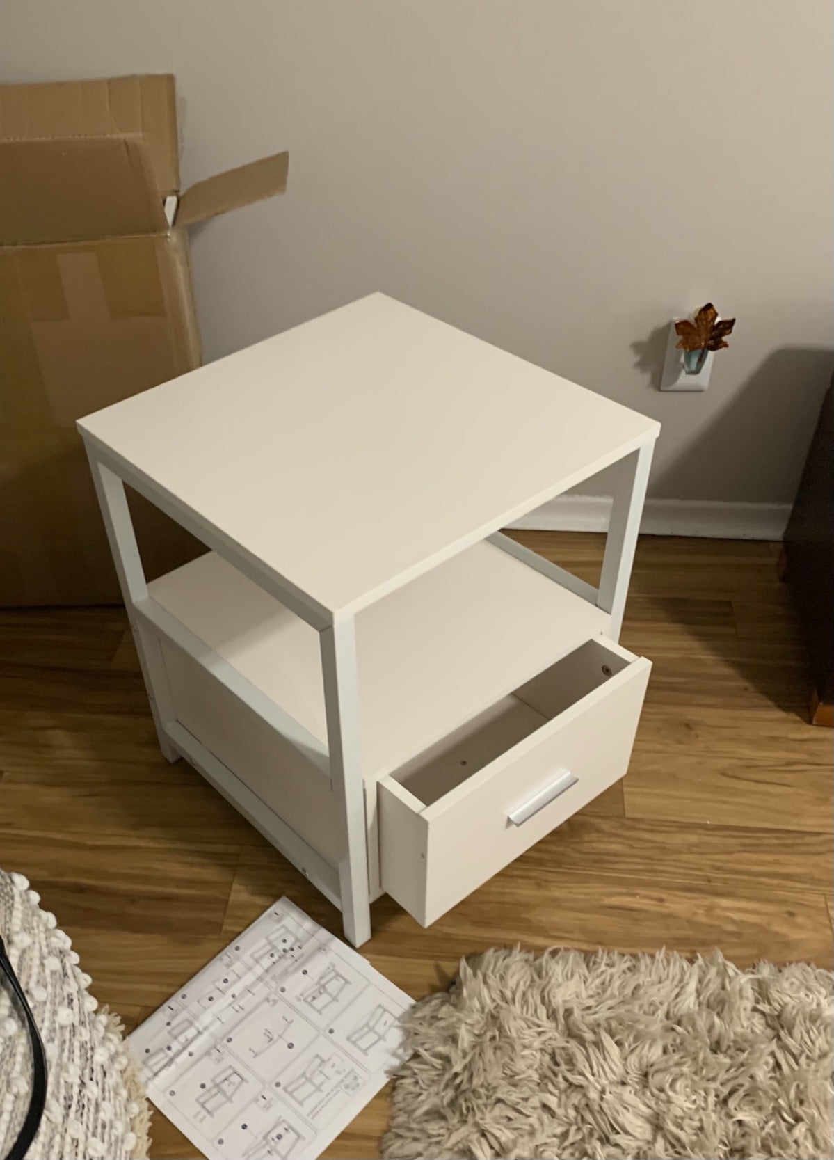 Modern Nightstand with Drawer Square End, Side Table