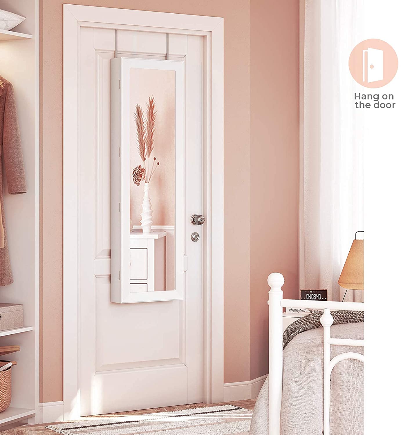 White Hanging Jewelry Armoire - HWLEXTRA