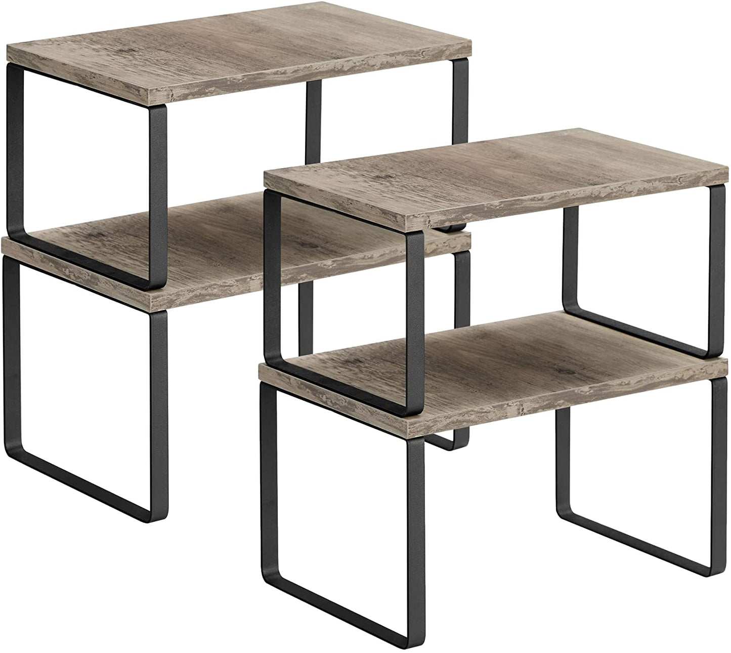 Cabinet Shelf Organizers, Set of 4 Countertop Organizers, Kitchen Counter Shelves - HWLEXTRA 