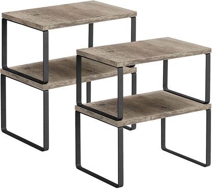 Cabinet Shelf Organizers, Set of 4 Countertop Organizers, Kitchen Counter Shelves - HWLEXTRA 