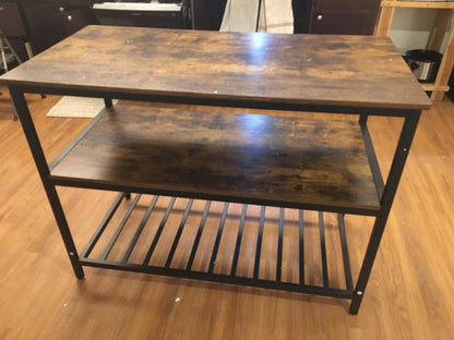 Industrial Rustic Brown 3 Shelves Kitchen Island - HWLEXTRA
