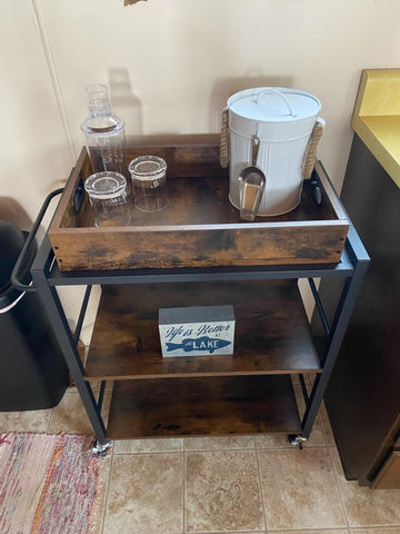 Kitchen Serving Cart with Removable Tray - HWLEXTRA