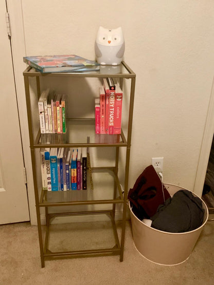 Gold Storage Shelf, Tempered Glass Storage Rack, 4-Tier Display Shelf - HWLEXTRA 