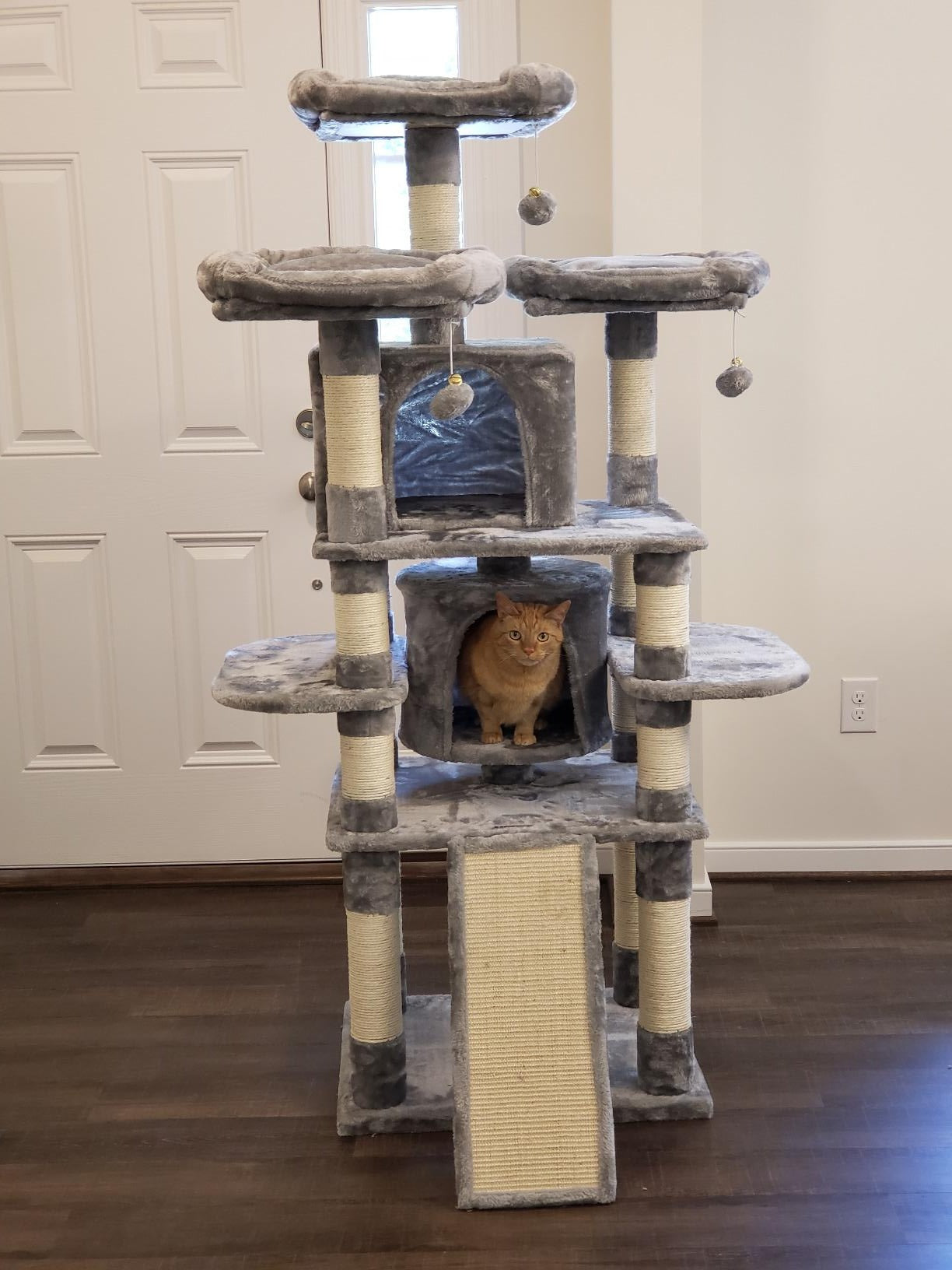 67" Cat Tree Condo with Scratching Post Pad, Cat Tower Furniture House