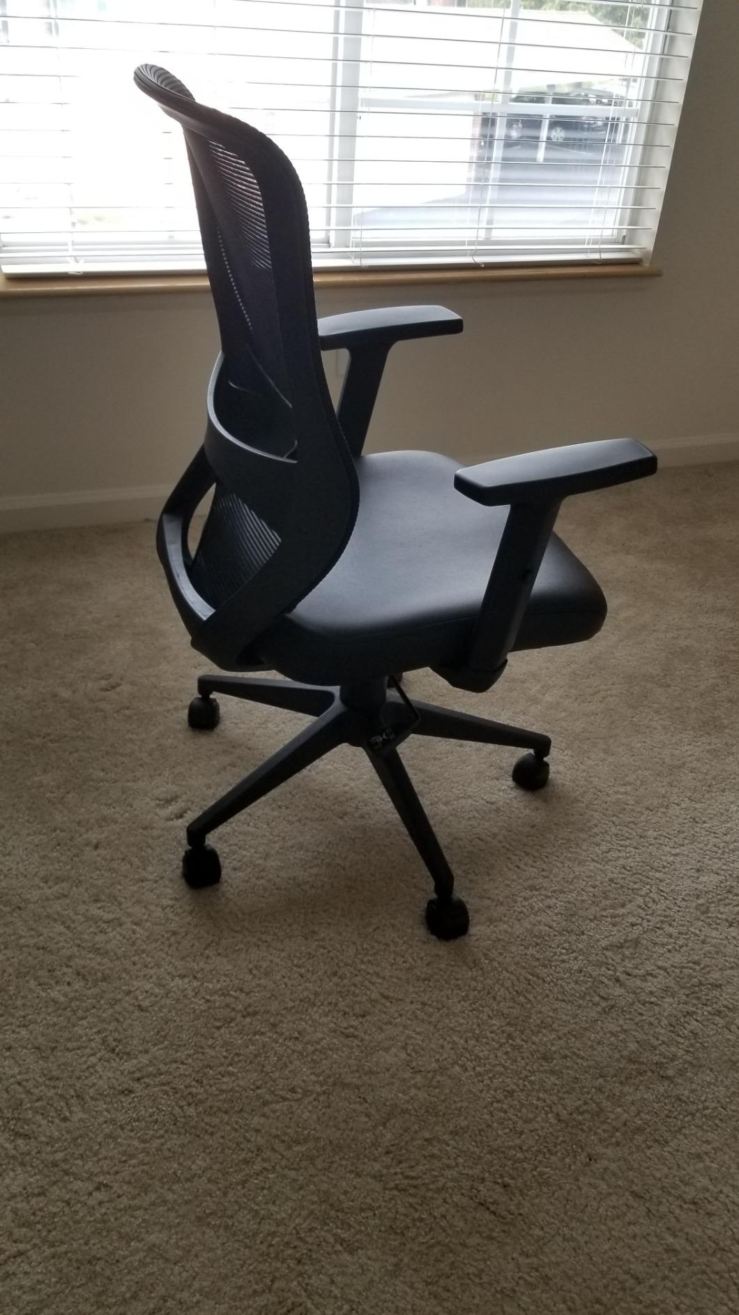 Office Chair with PU Padded Seat Cushion, Adjustable Armrest, Ergonomic Lumbar Support