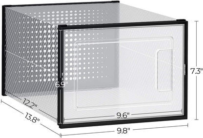Shoe Boxes, Pack of 18 Clear Plastic Stackable Shoe Organizers, Fit up to US Size 9.5, 9.8 x 13.8 x 7.3 Inches