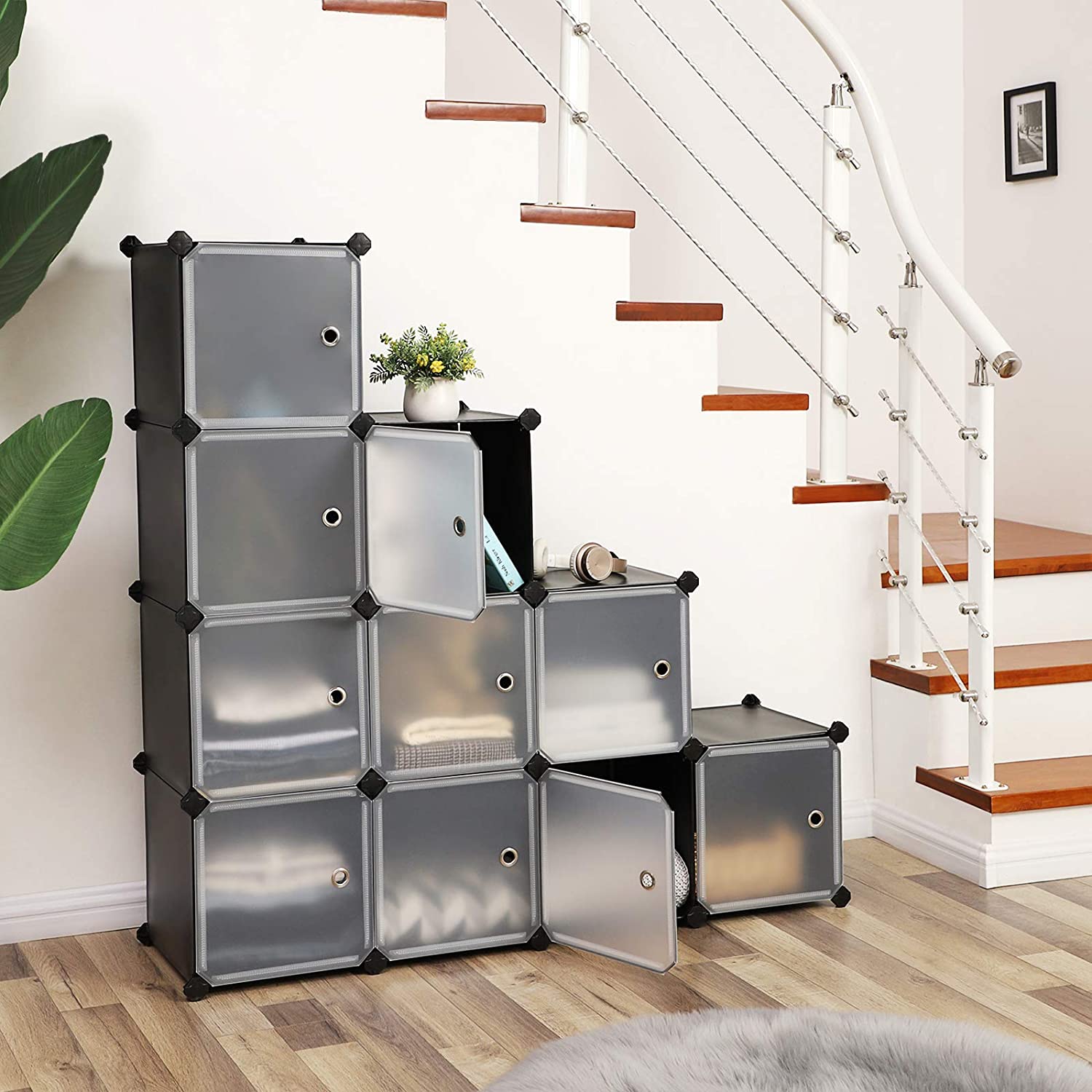 Cube Storage Organizer, 12-Cube Closet Storage Shelves, DIY Plastic Closet Cabinet - HWLEXTRA 